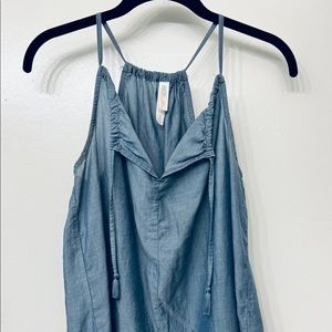 Womens blue jean tank tassels casual